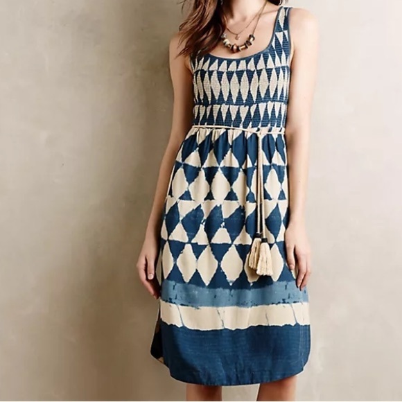 Maeve Dresses & Skirts - Maeve Castalia Dress Size 14 Anthropologie Tie Dye Smocked MIDI Dress